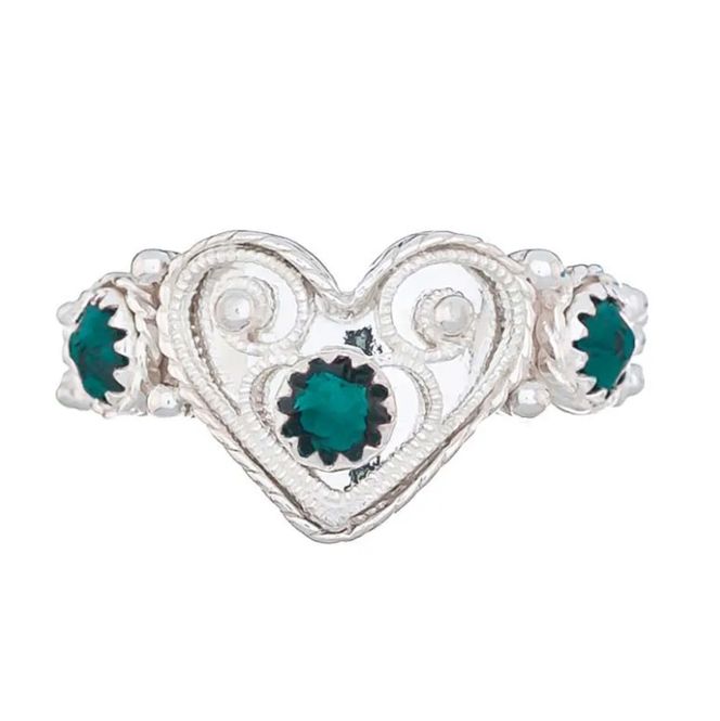 Huvudbild Ring Justerbar Silver Grön Sten
