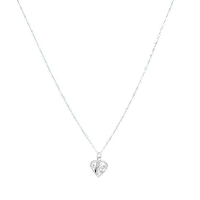 Huvudbild Halsband Hjärta Silver Löv 