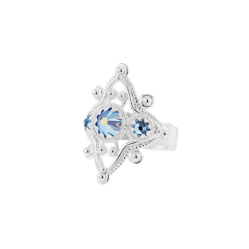 Ring Regulerbar Kristall Silver. B: 2,2 cm. H: 2,3 cm